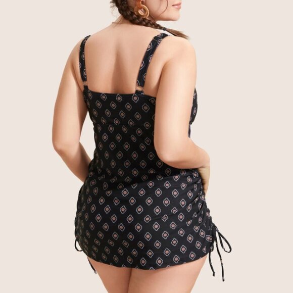 V Neck Bandana Print Drawstring Swim Top Size M (us size 10) - Picture 2 of 4